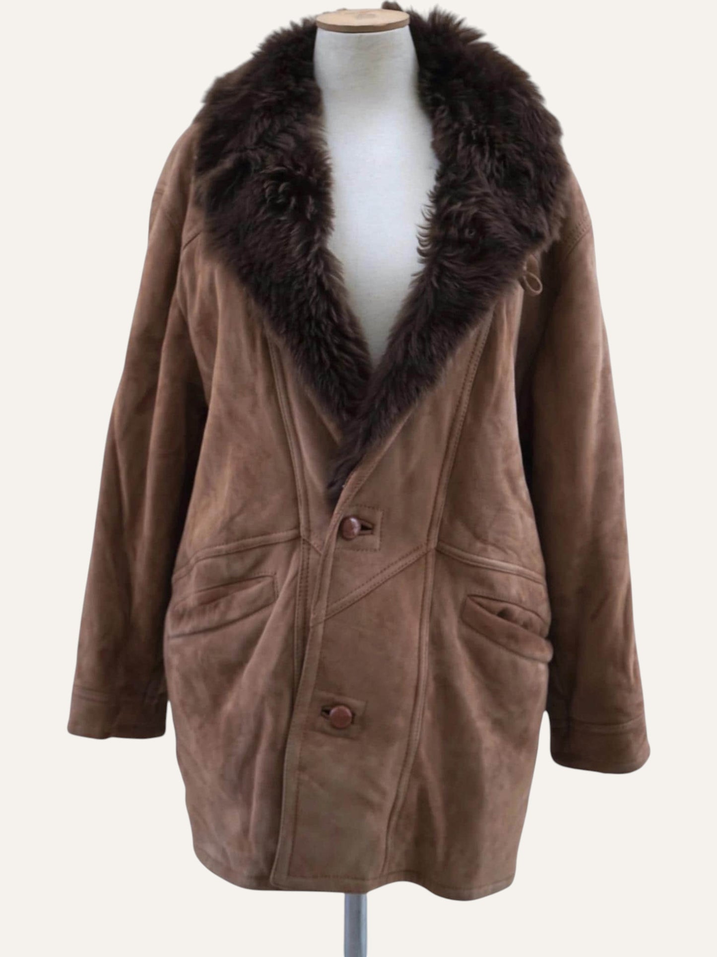 Vintage Suede Shearling Coat
