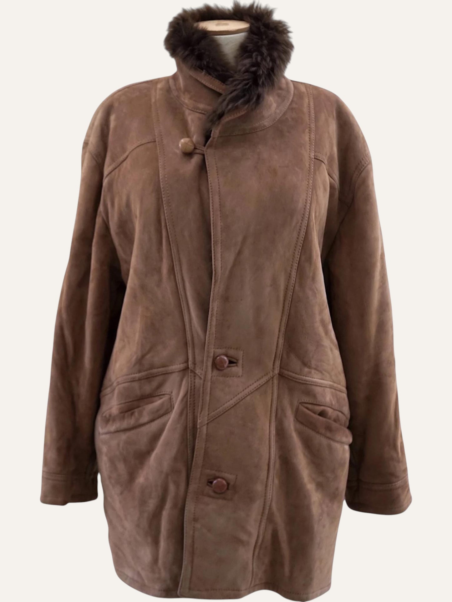 Vintage Suede Shearling Coat