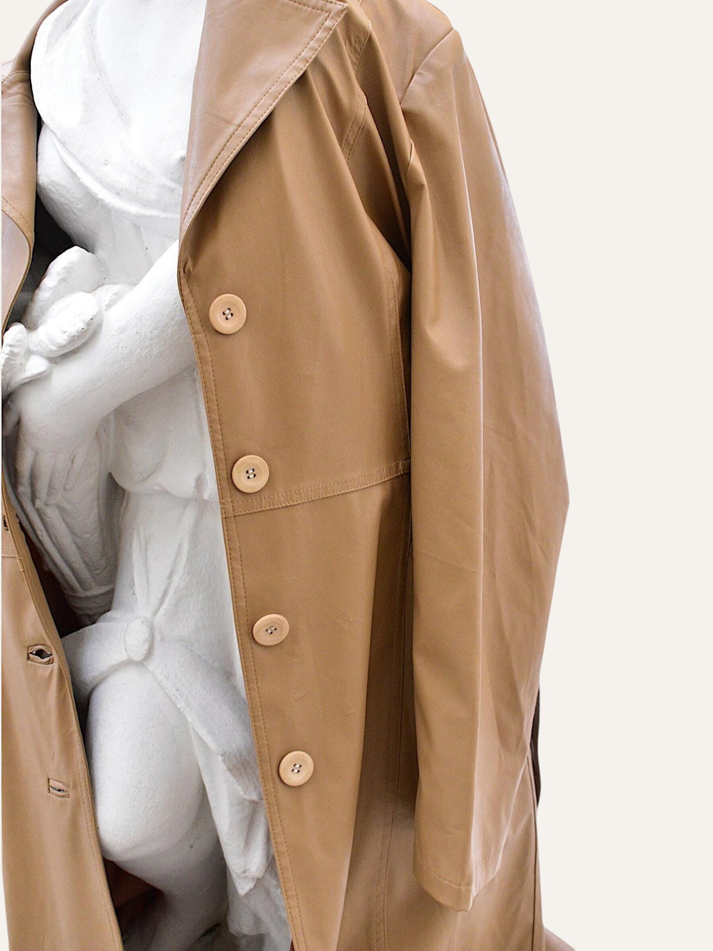 Futedress Faux Leather Swing Coat