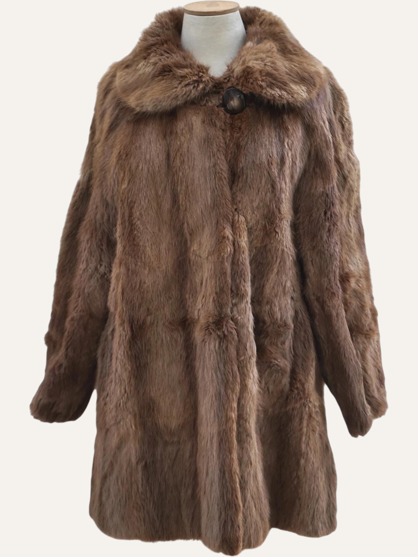 Real Fur Overcoat with Shaggy Collar