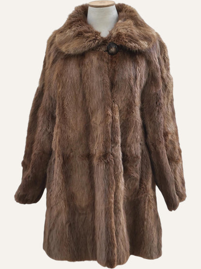 Real Fur Overcoat with Shaggy Collar
