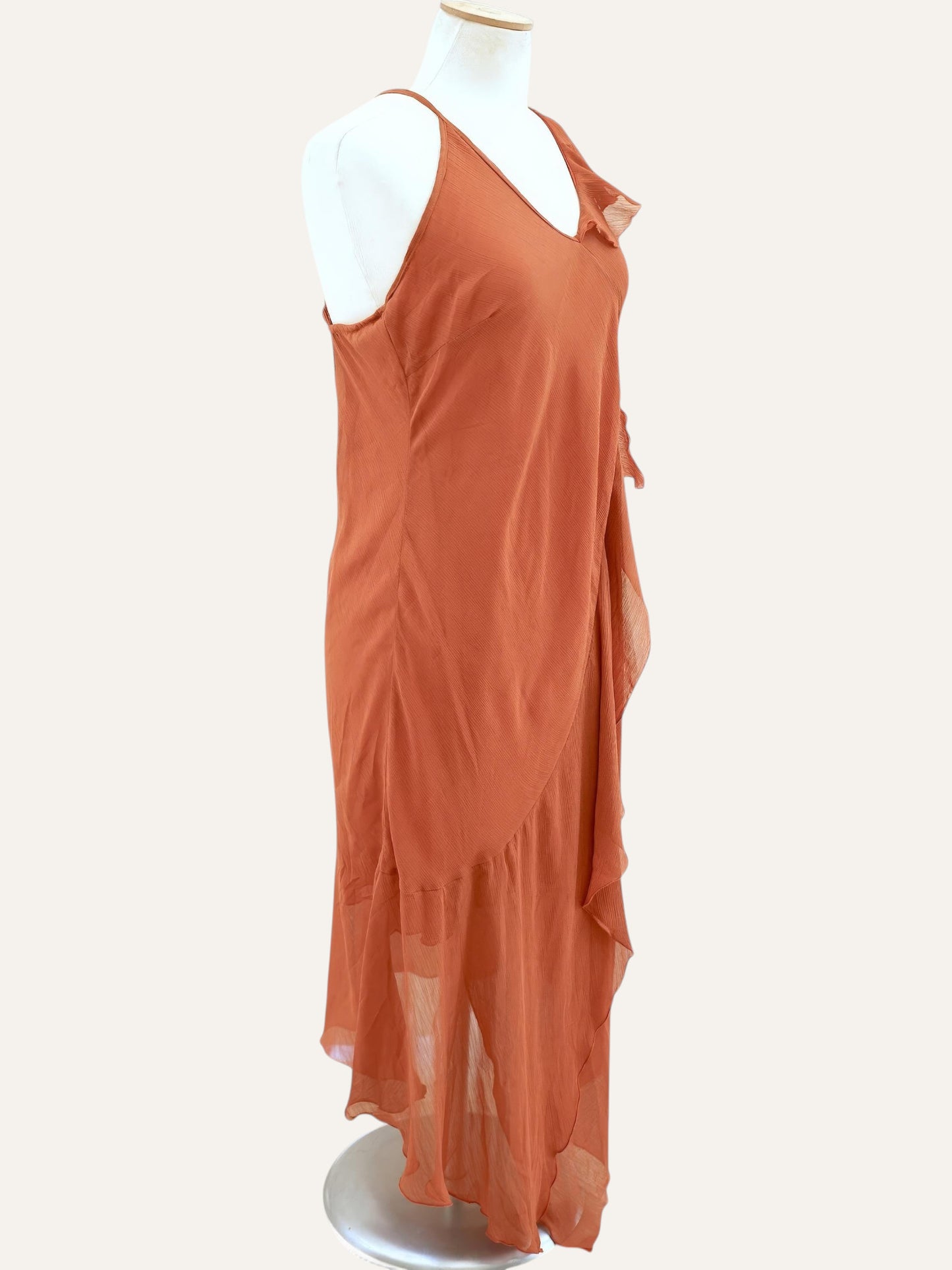 Sandro Ferrone Asymmetric Dress in Terracotta