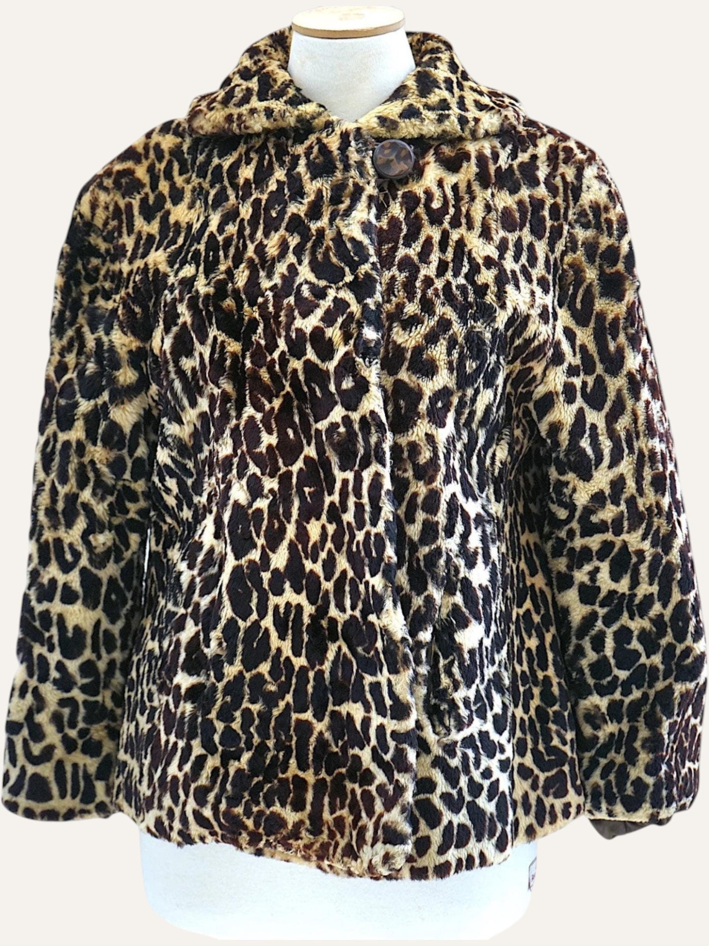 2000's Leopard Print Faux Fur Swing Jacket