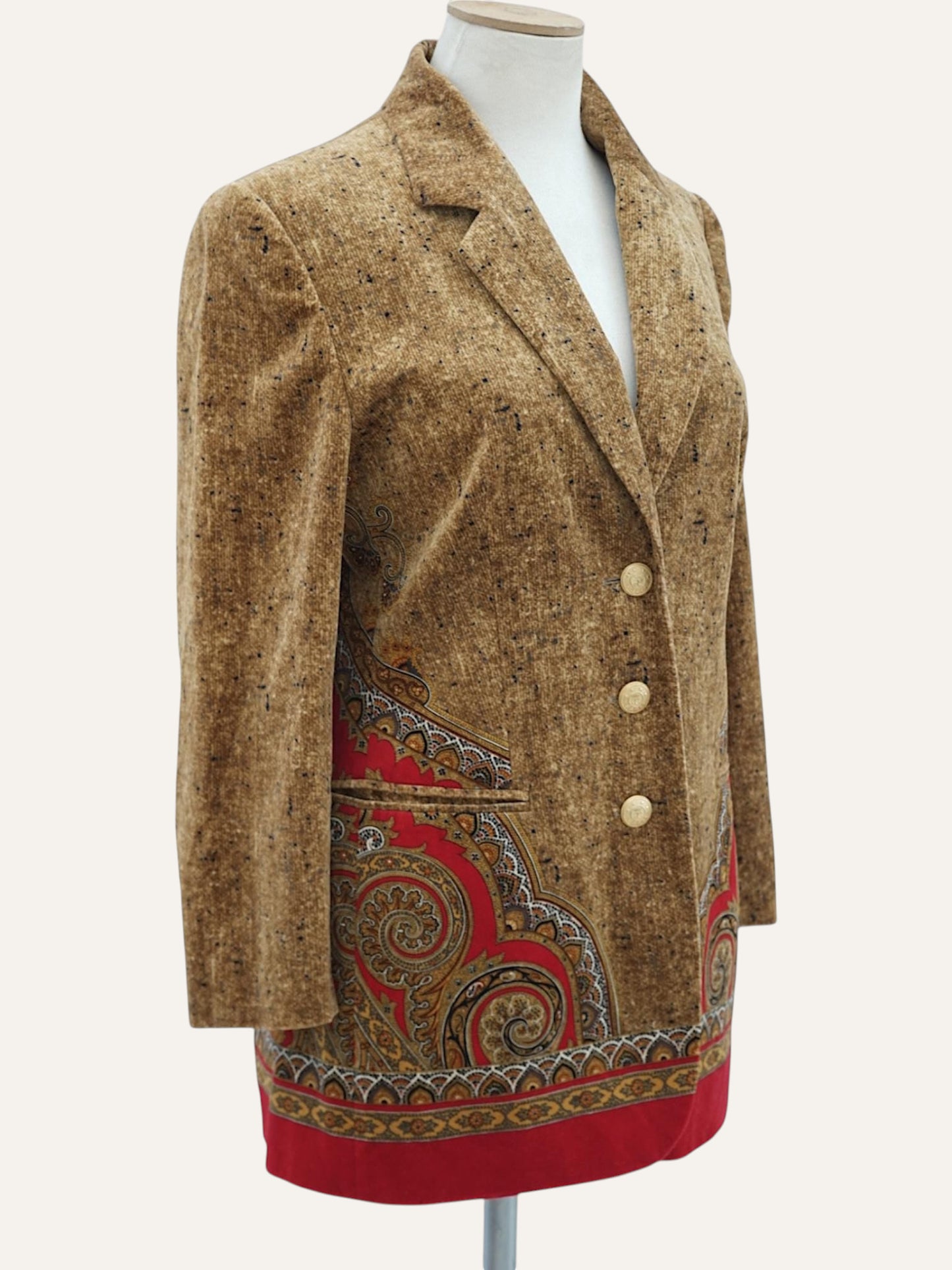 Elégance Paris Velvet Paisley-Hem Blazer