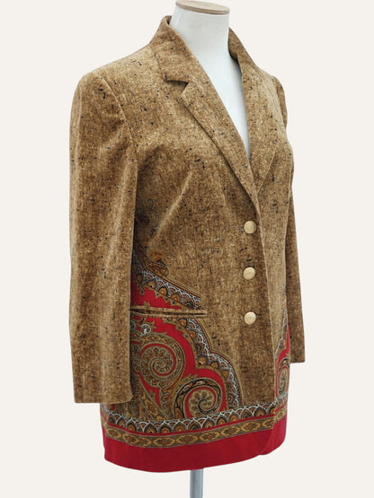 Elégance Paris Velvet Paisley-Hem Blazer