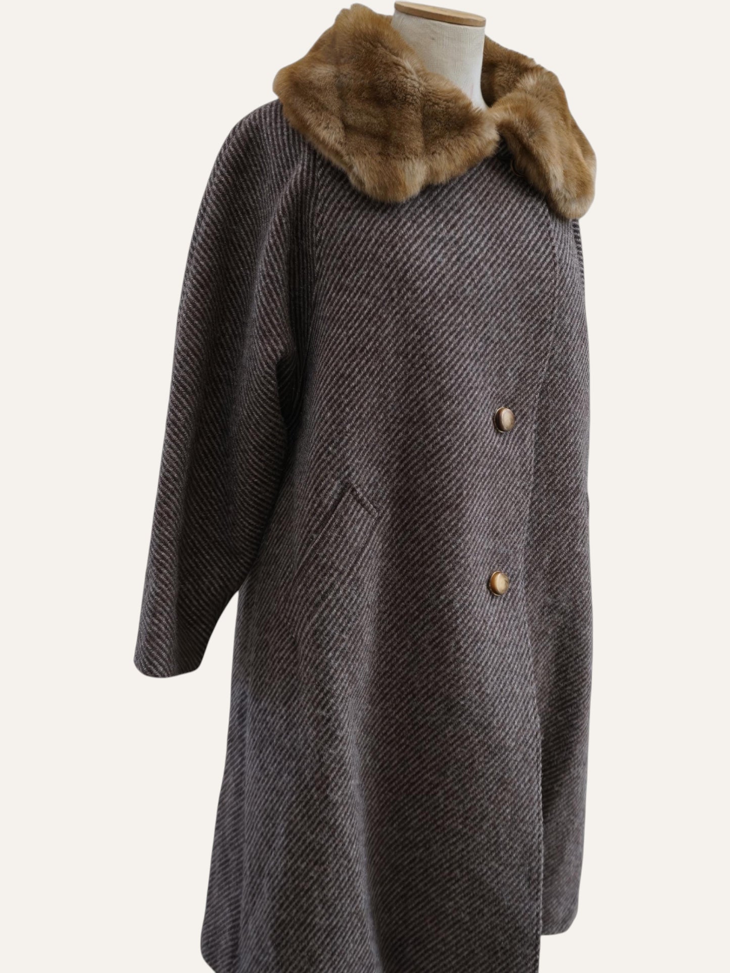 Marzotto Pure Wool Coat with Fur Collar