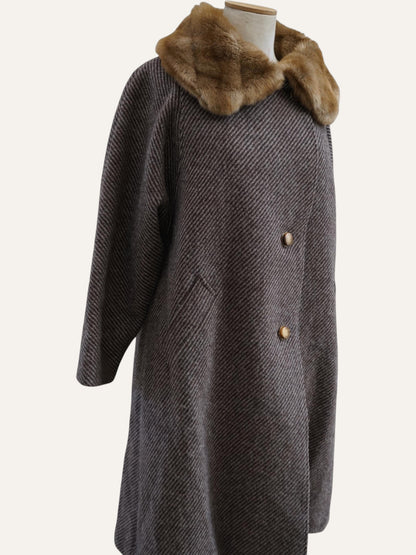 Marzotto Pure Wool Coat with Fur Collar