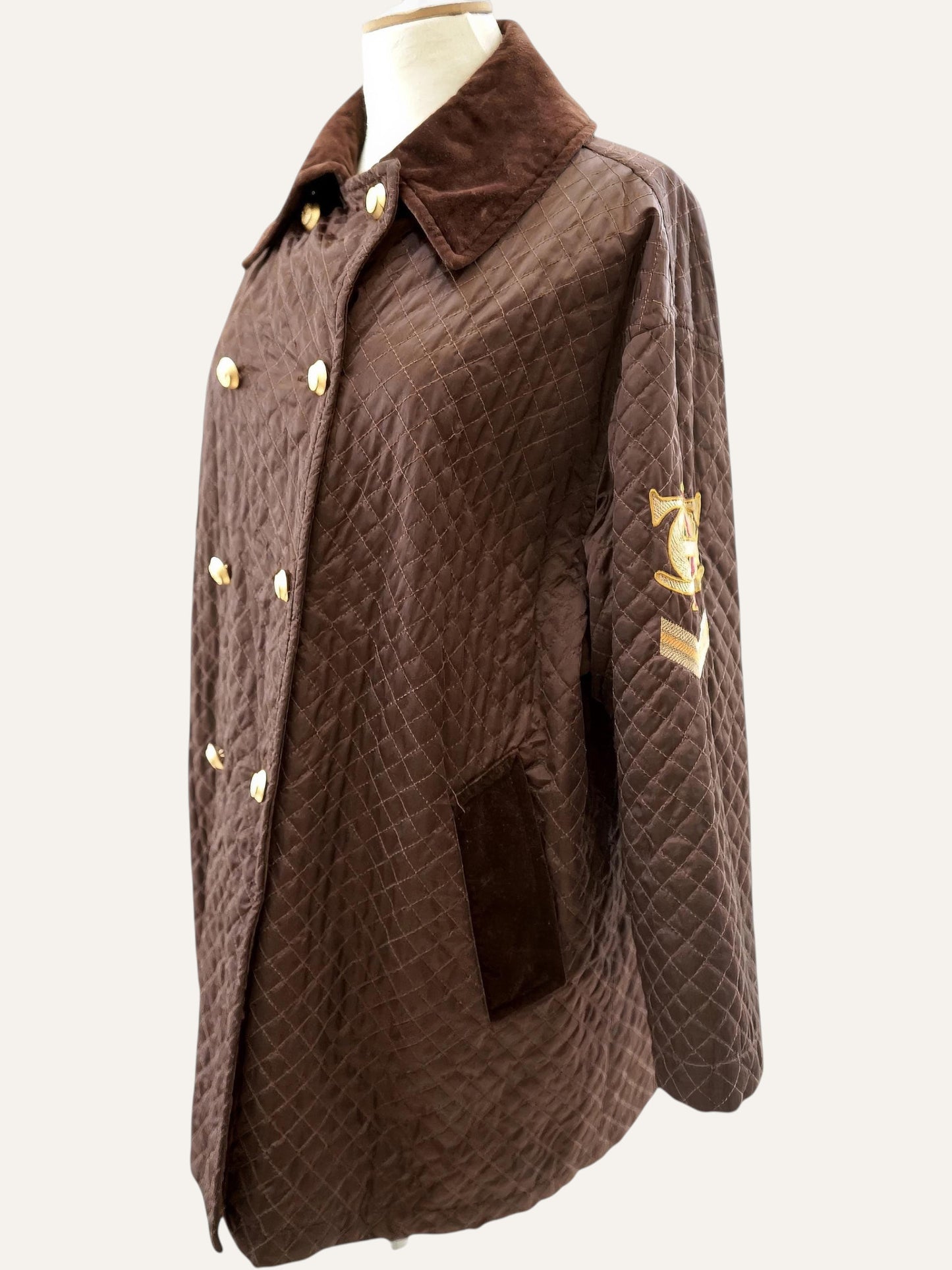 Iceberg Quilted Swing Coat Velvet Collar