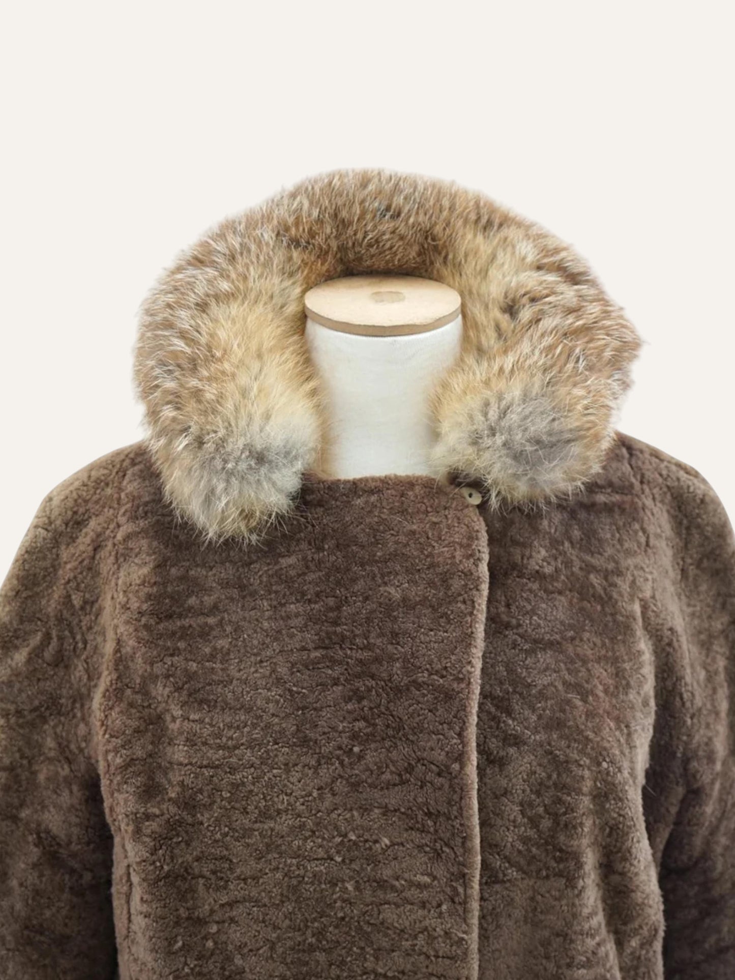 Swakara Fur Coat with Contrast Collar
