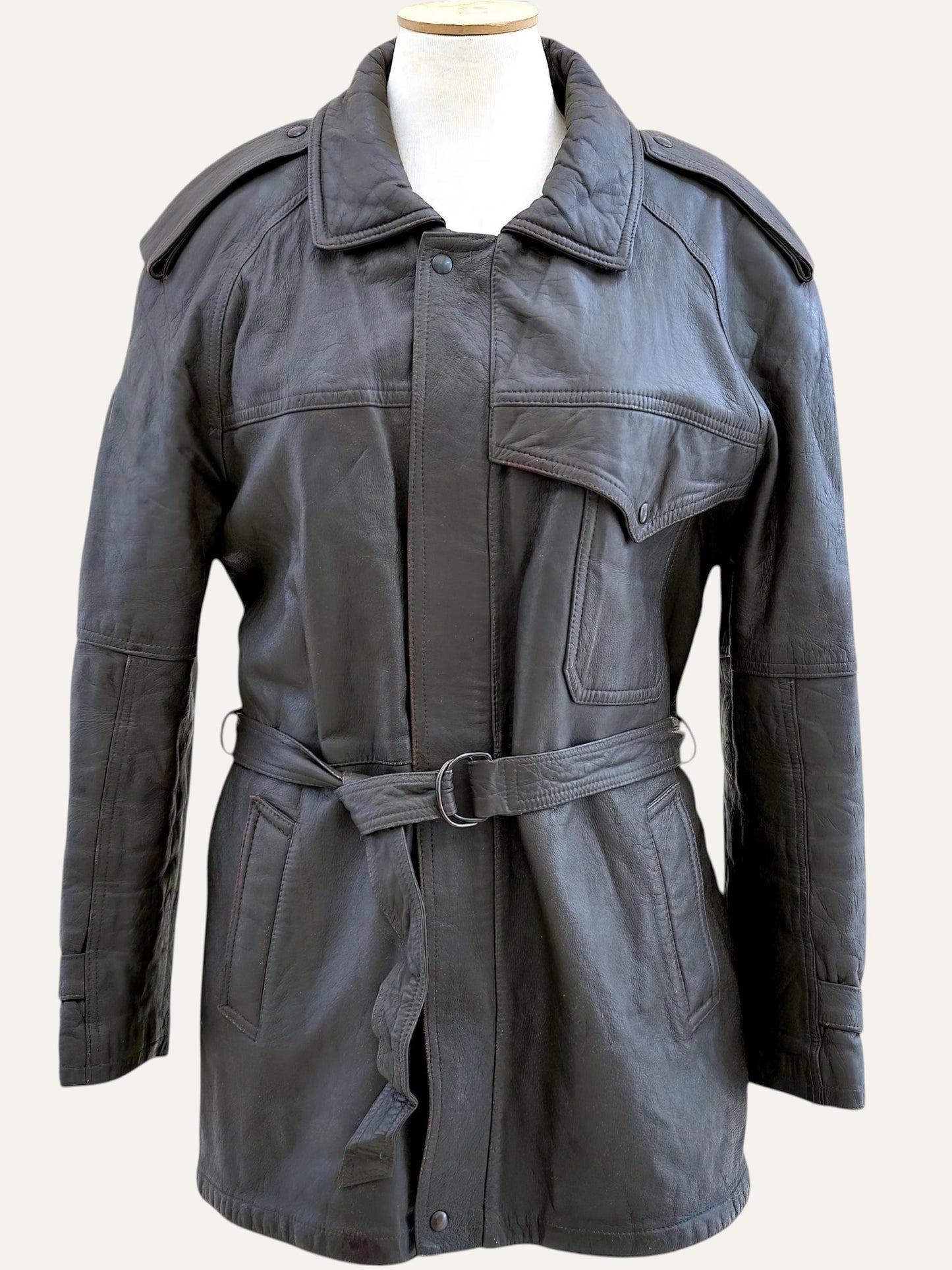 Indios Creazioni Belted Leather Jacket