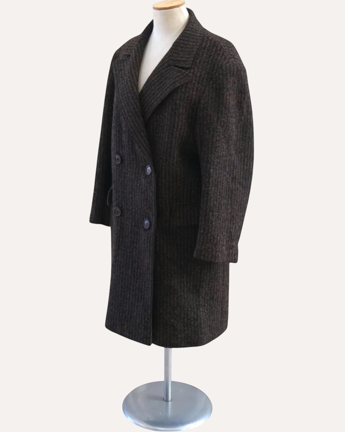 Tandini Ribbed Stripe Wool Coat