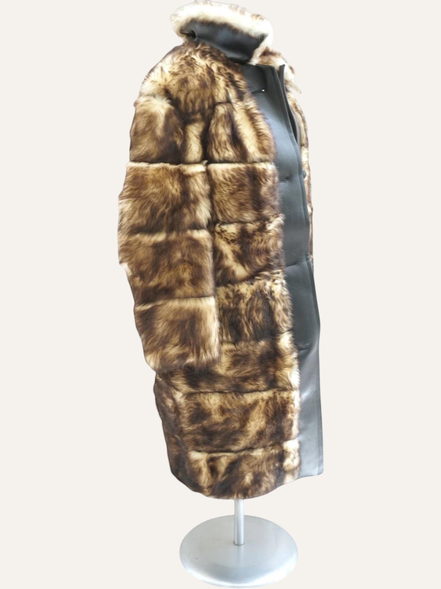Artisan Patchwork Fur Placket Coat