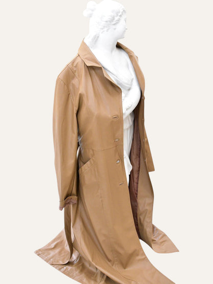 Futedress Faux Leather Swing Coat