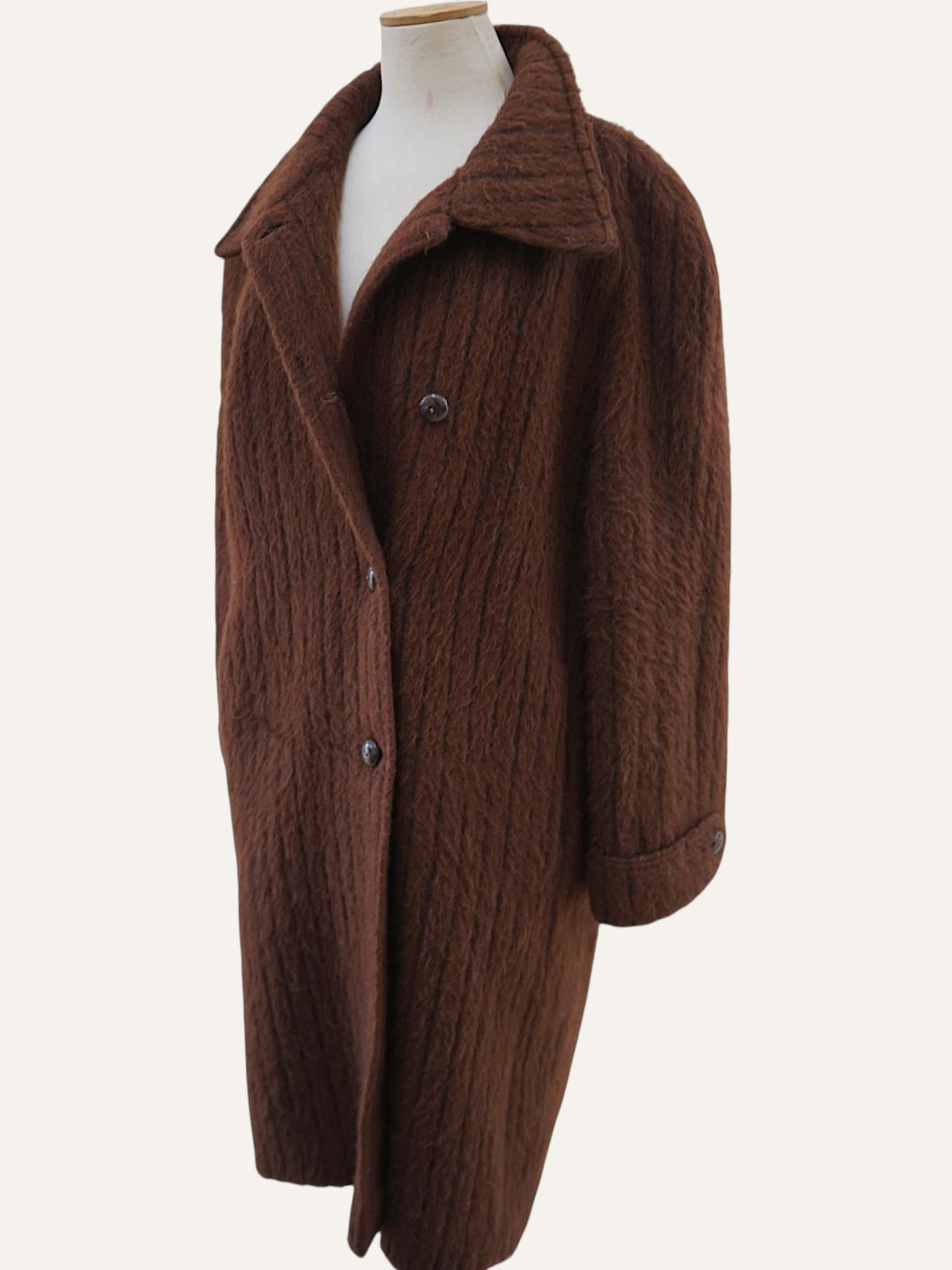 Vintage striped wool overcoat, full length