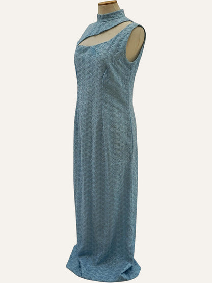 Embroidered Cutout Collar Maxi Dress