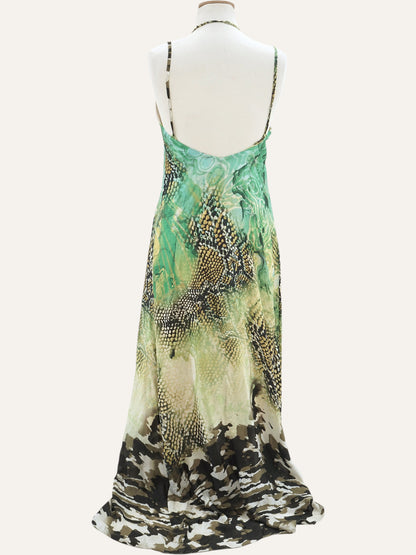 Aslanis Vintage Tropical Print Goddess Dress