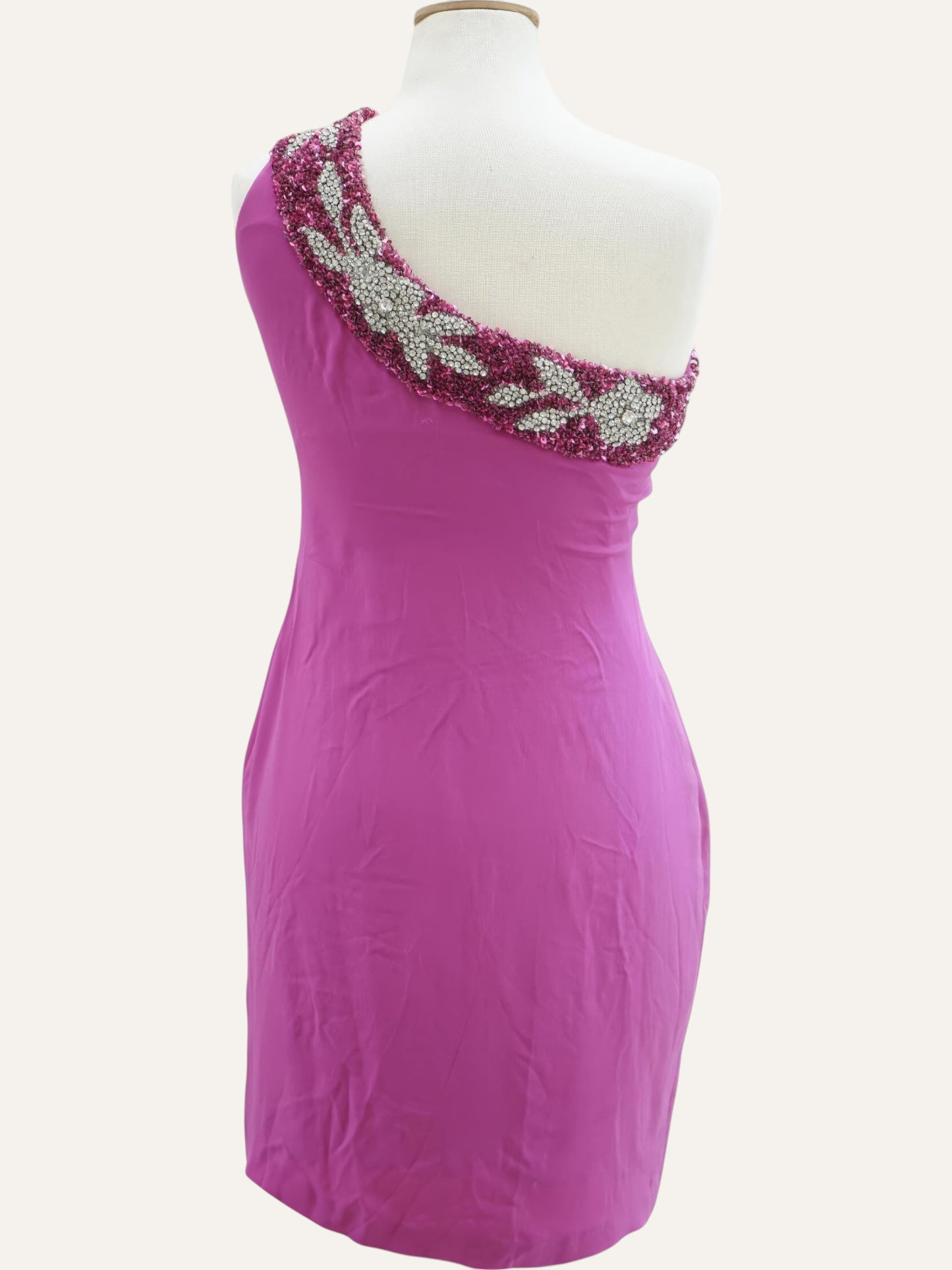 Pure Silk One-Shoulder Dress