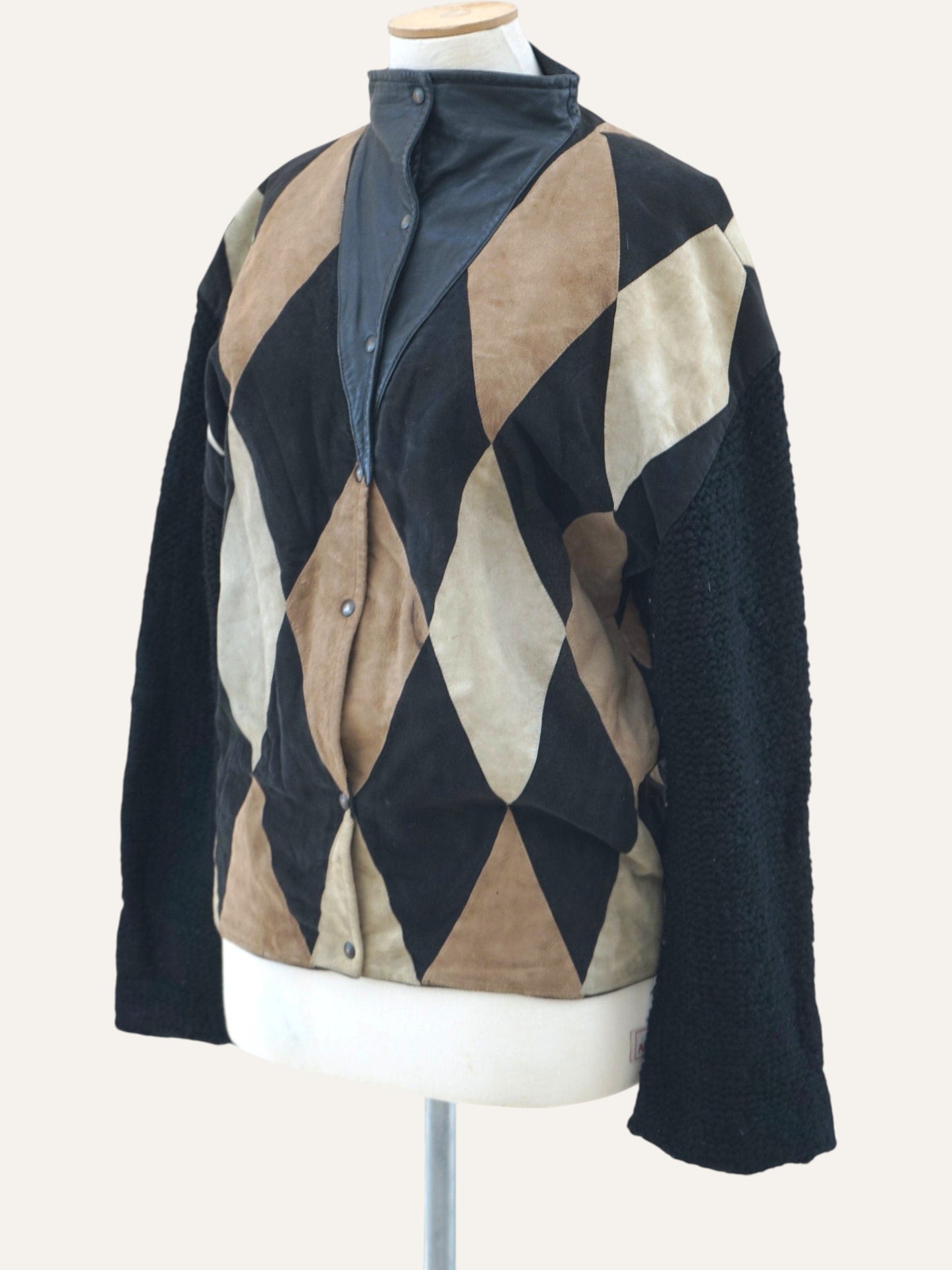 Harlequin Leather Suede Patchwork Jacket