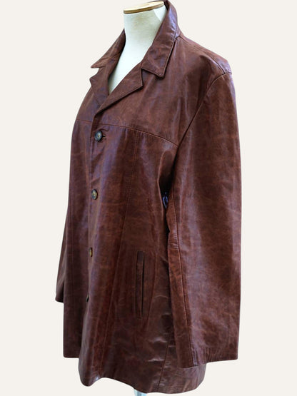 Mitici Anni Oxblood Distressed Leather Jacket