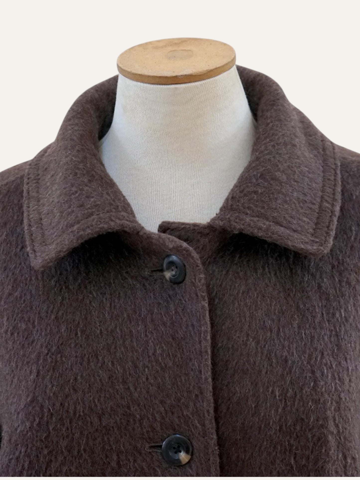 Llama Single-Breasted Maxi Coat in Mocha