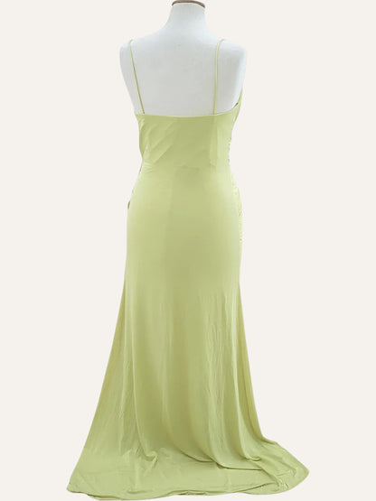 Vittorio Italia Ruched Crystal Brooch Gown