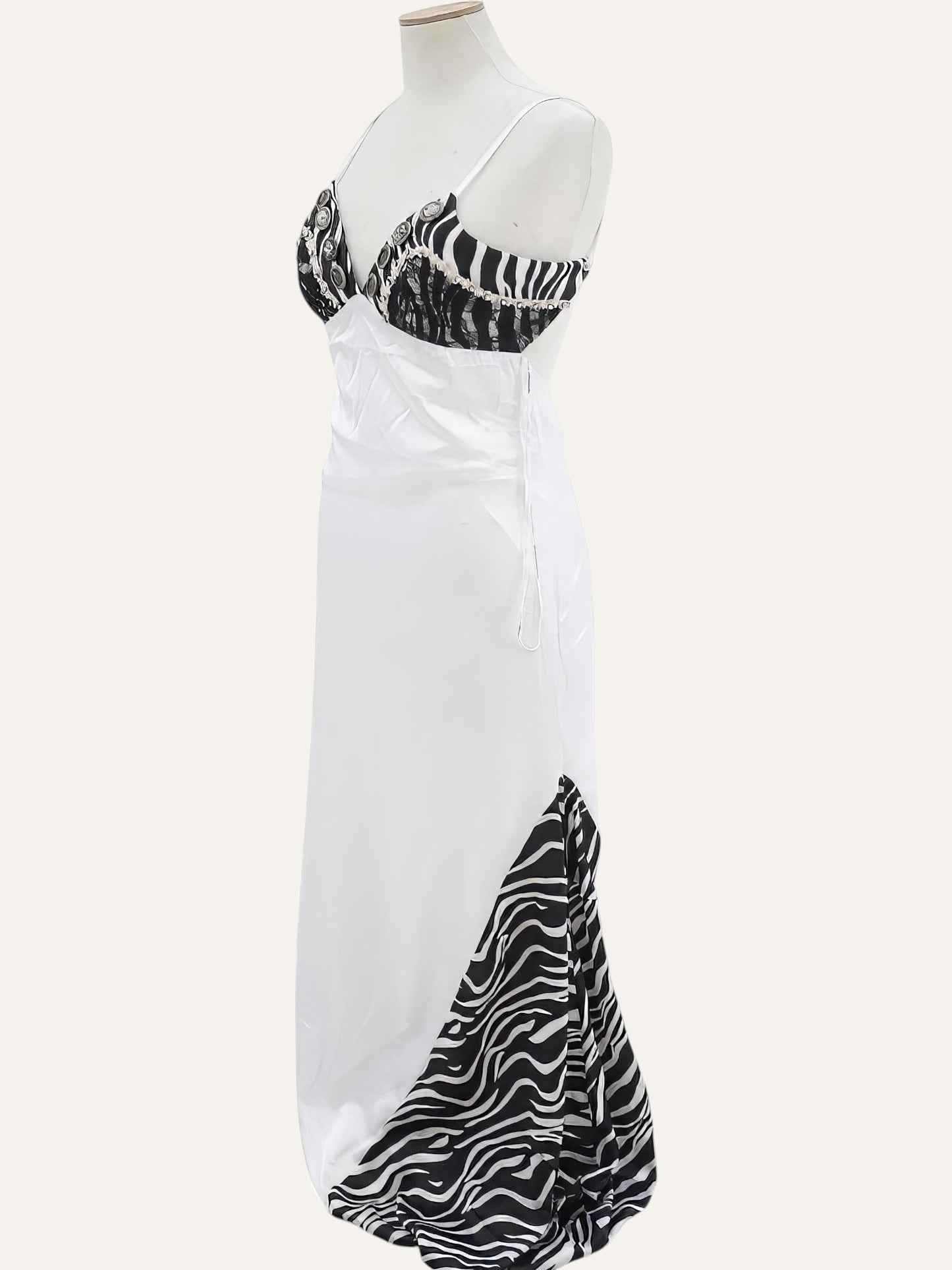 Tasos Mitropoulos Zebra & Lace Cabochon Bustier Gown