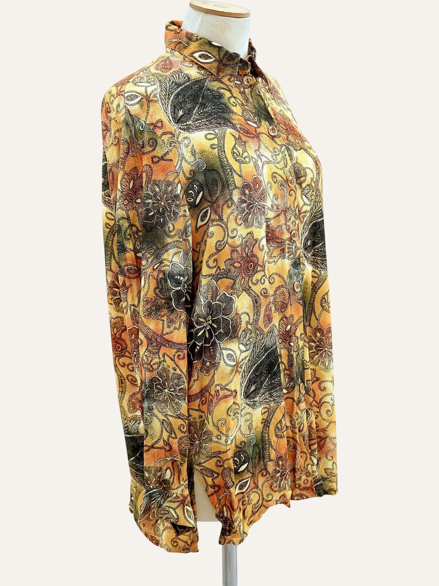 Baroque Pattern Long Sleeve Blouse