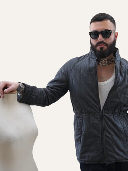 Vera Pelle Distressed Leather Quilted Blouson