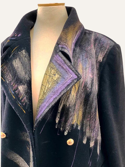 Hand-Painted Double-Breasted Wool Coat