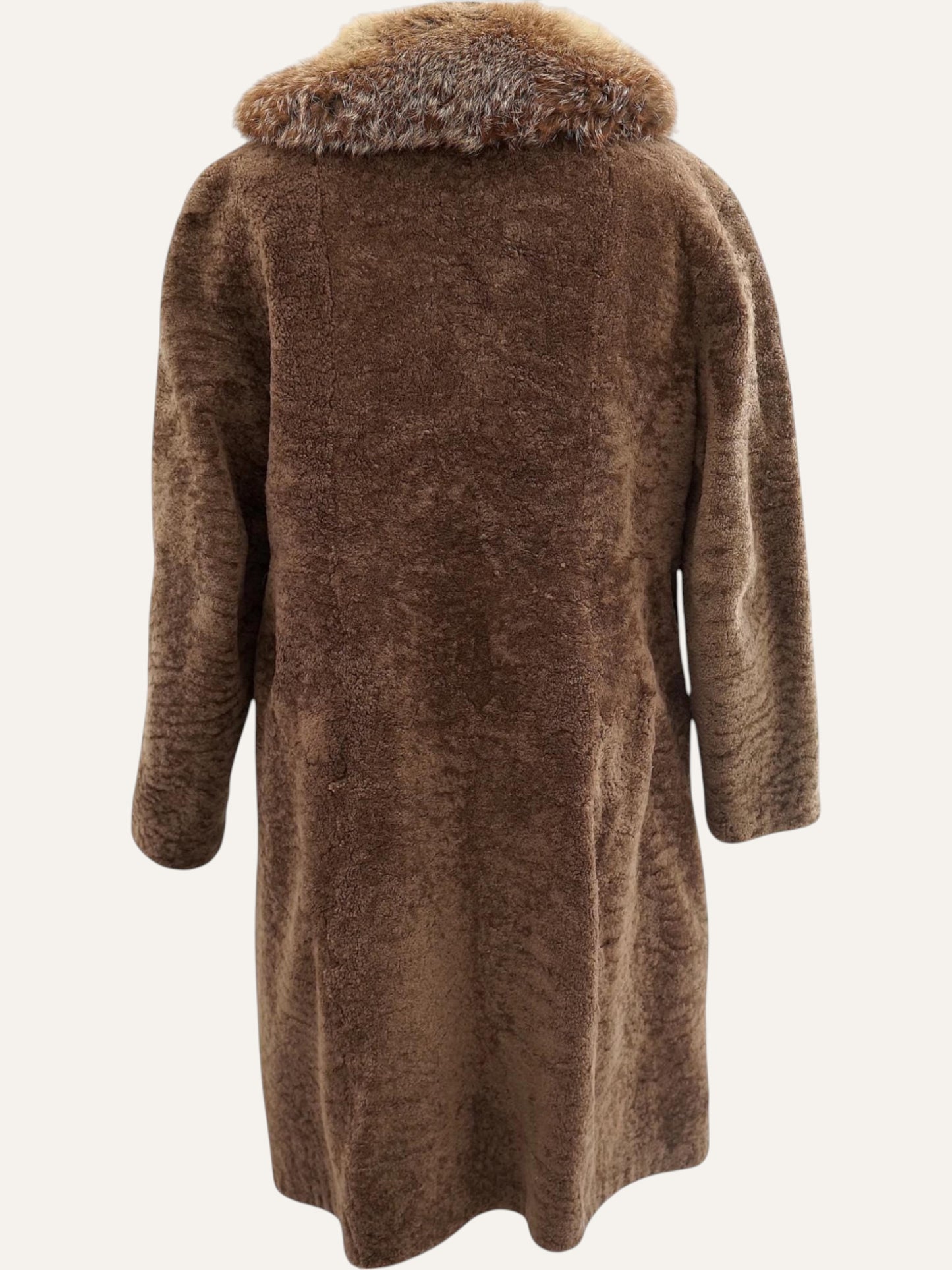 Swakara Fur Coat with Contrast Collar