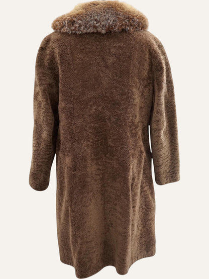 Swakara Fur Coat with Contrast Collar