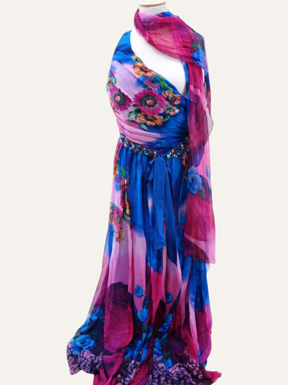 Italian 90s Floral Silk Dress