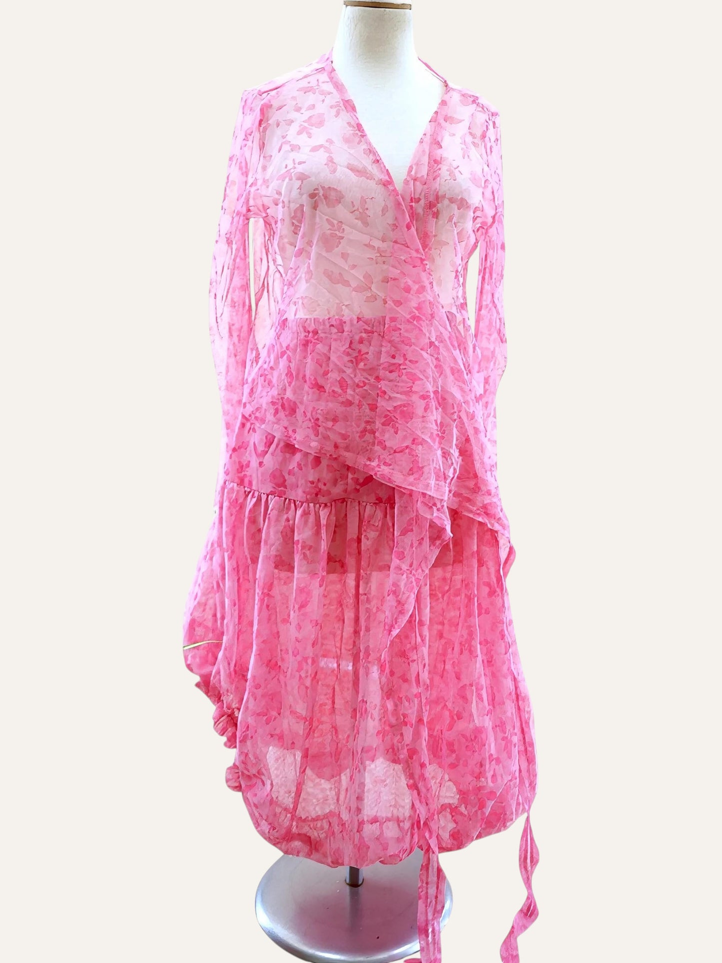 Sheer Wrap Top & Balloon Skirt in Rose