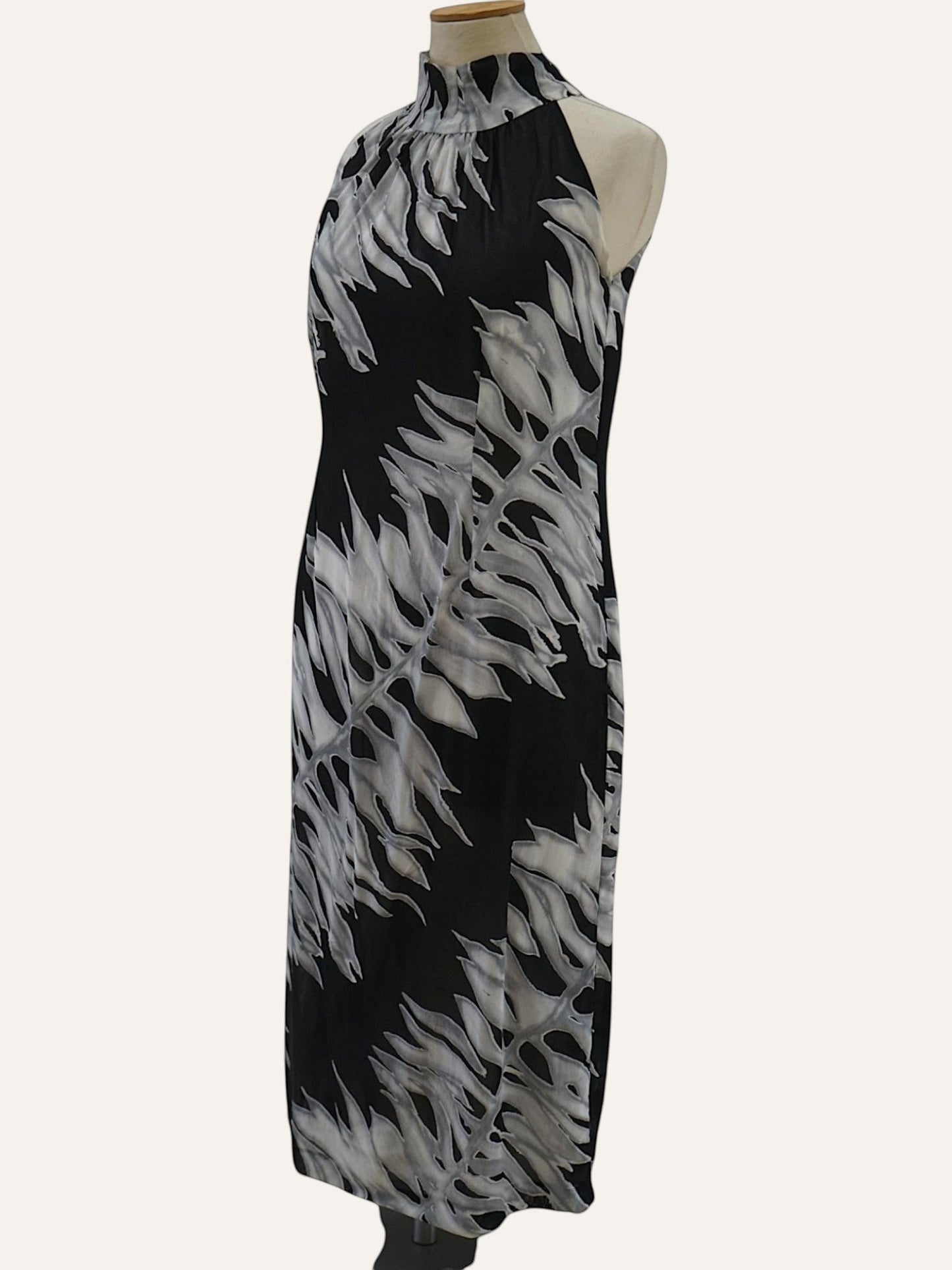 Bespoke Monstera Print Halter Neck Dress