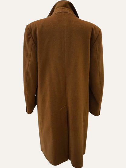 Wool Single-Breasted Peak-Lapel Coat in Cognac