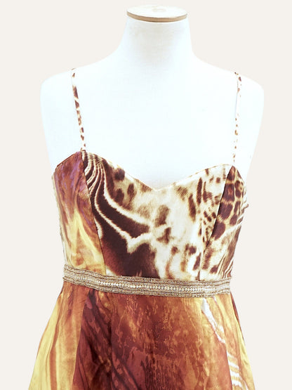 Silk Wild Animal Print Maxi Gown
