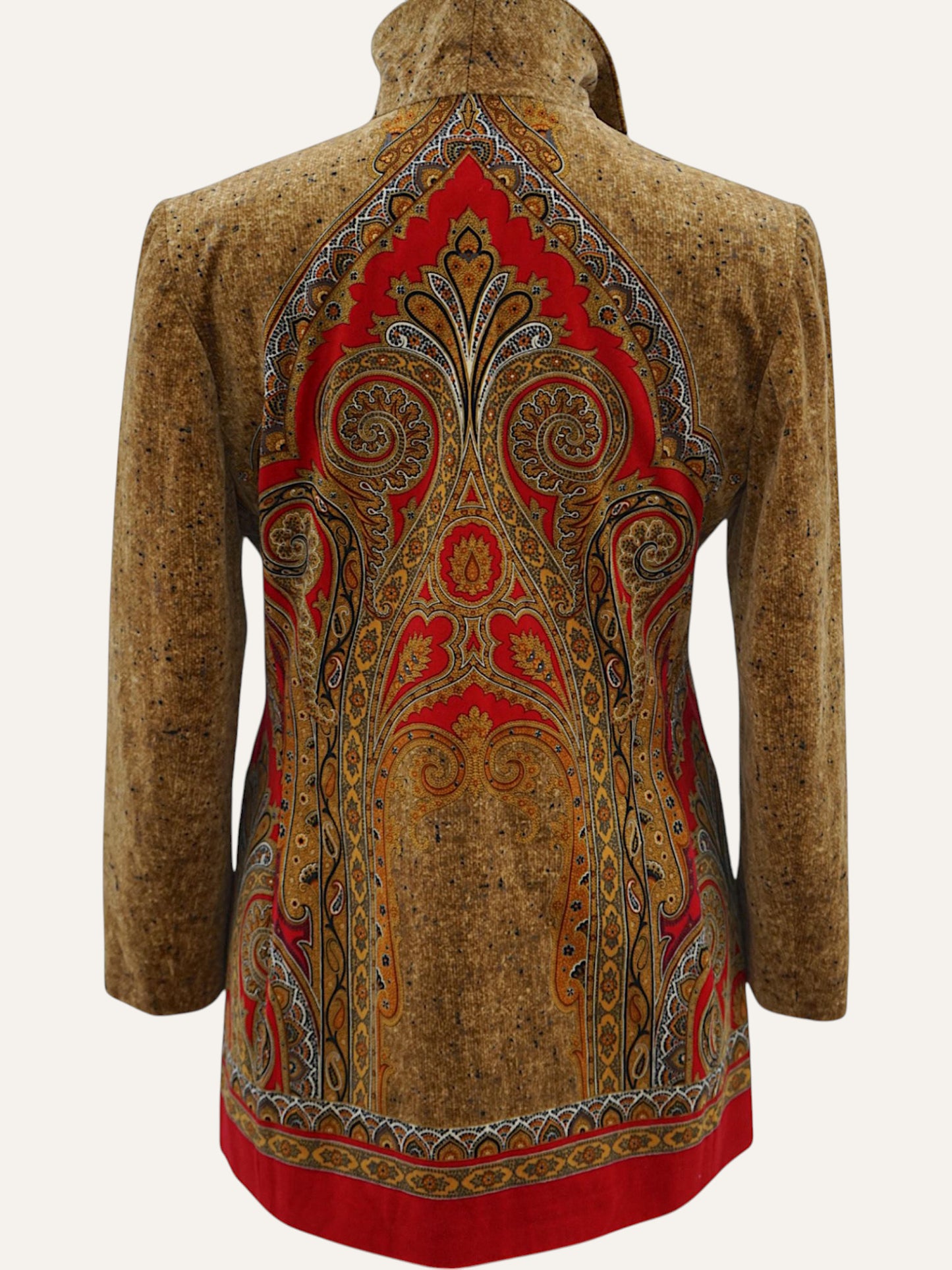 Elégance Paris Velvet Paisley-Hem Blazer