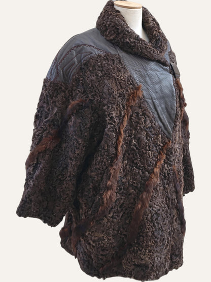 Swakara Fur Hand-Stitched Leather Coat