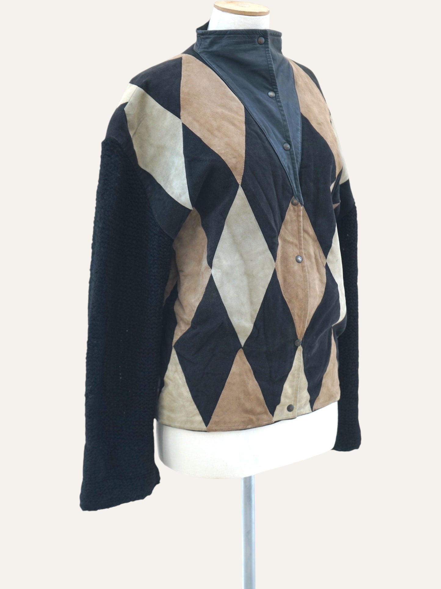 Harlequin Leather Suede Patchwork Jacket