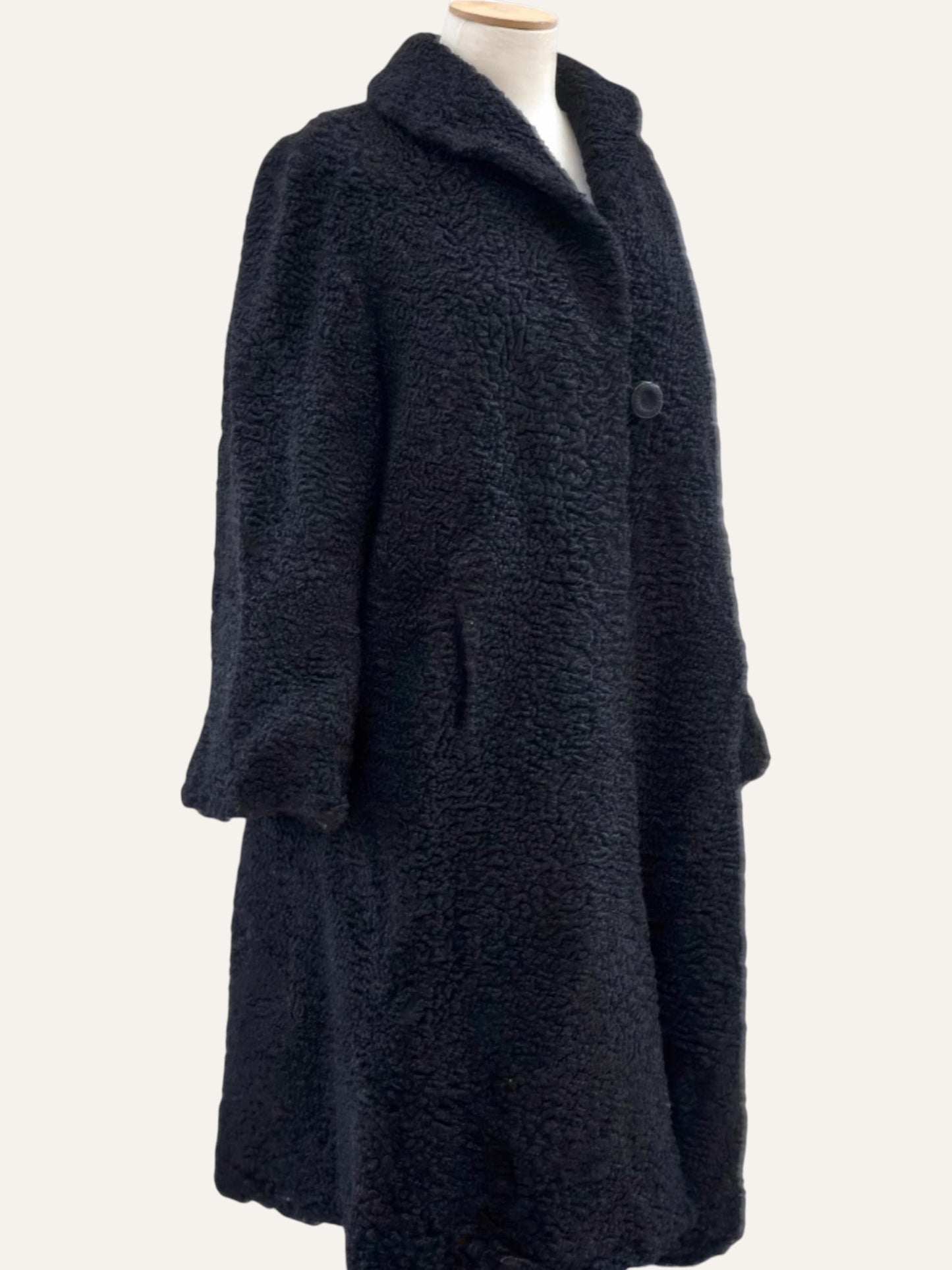 Vintage One-Button Karakul Fur Coat