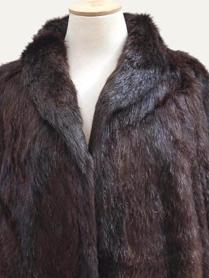 Dark Mahogany Fur Maxi Coat