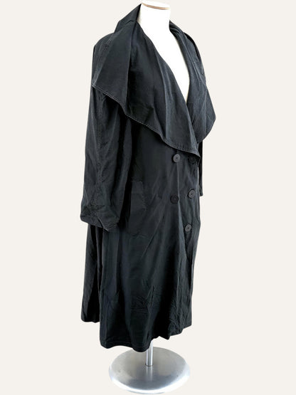 Pure Silk Draped Collar Trench Coat