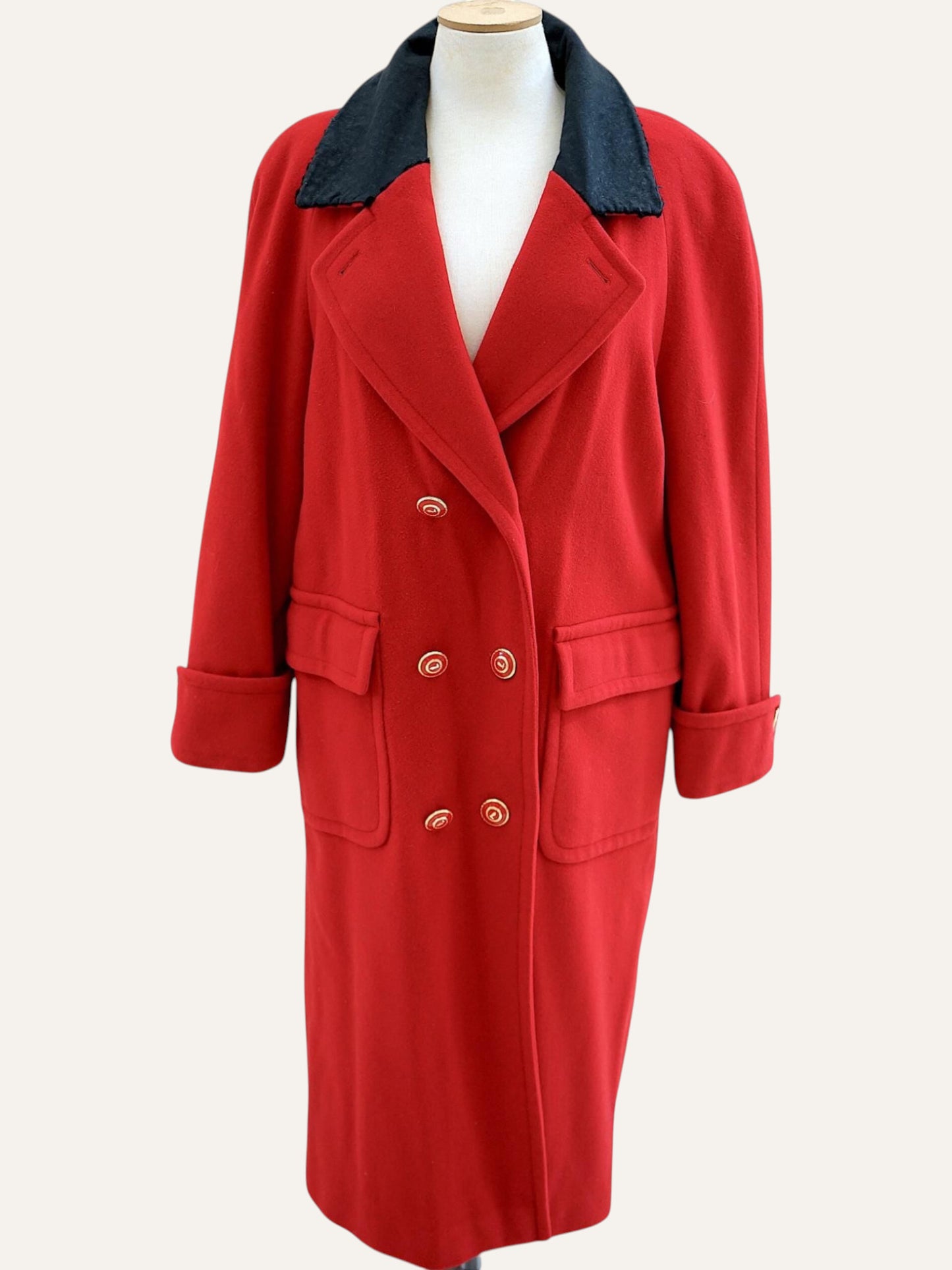 Double Breasted Passion Red Wool Coat