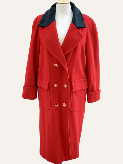 Double Breasted Passion Red Wool Coat