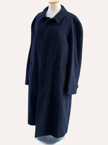 Vintage blue belted wool coat, full length