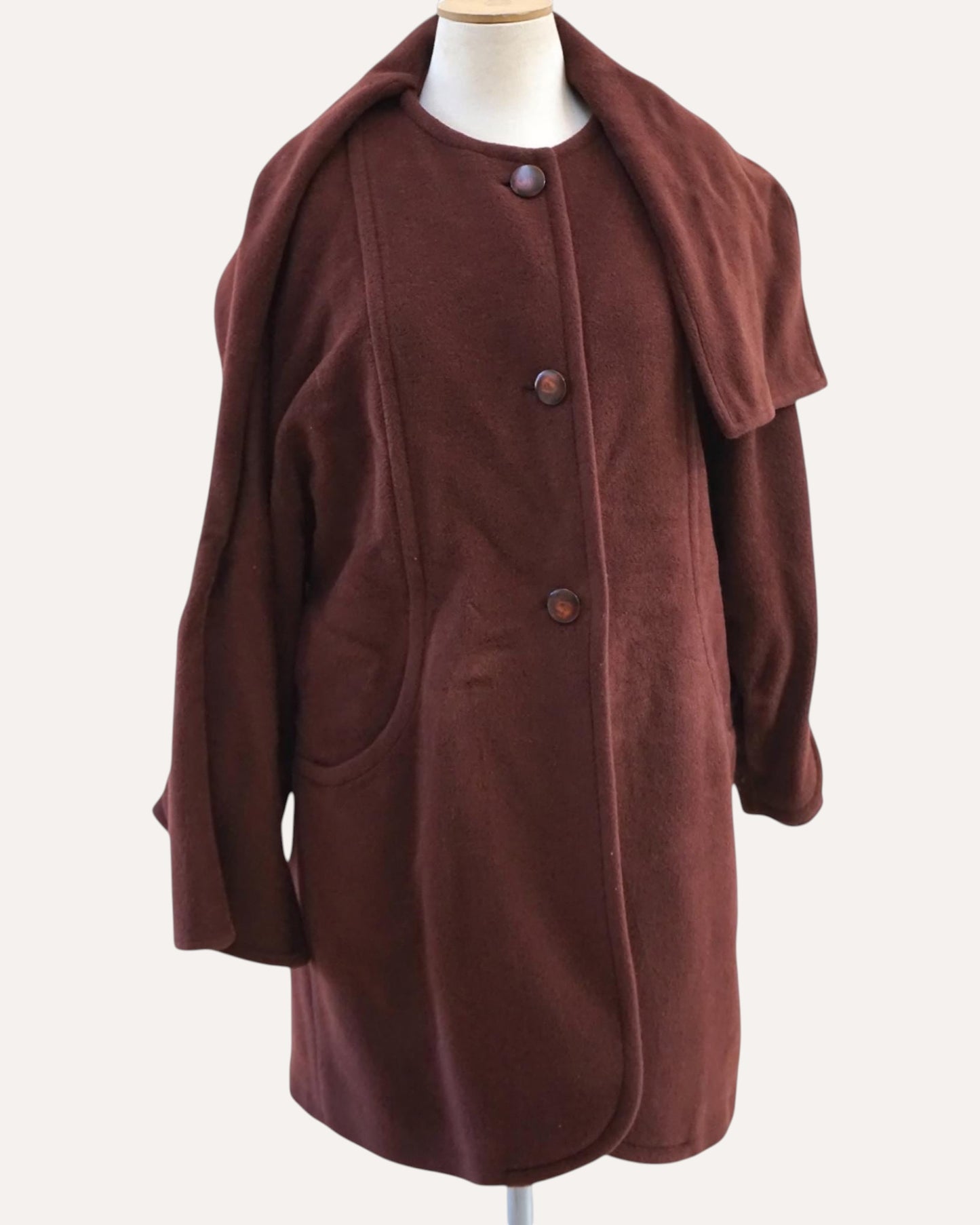 Donna Enrica Mohair & Wool Scarf-Collar Coat