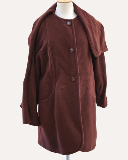 Donna Enrica Mohair & Wool Scarf-Collar Coat