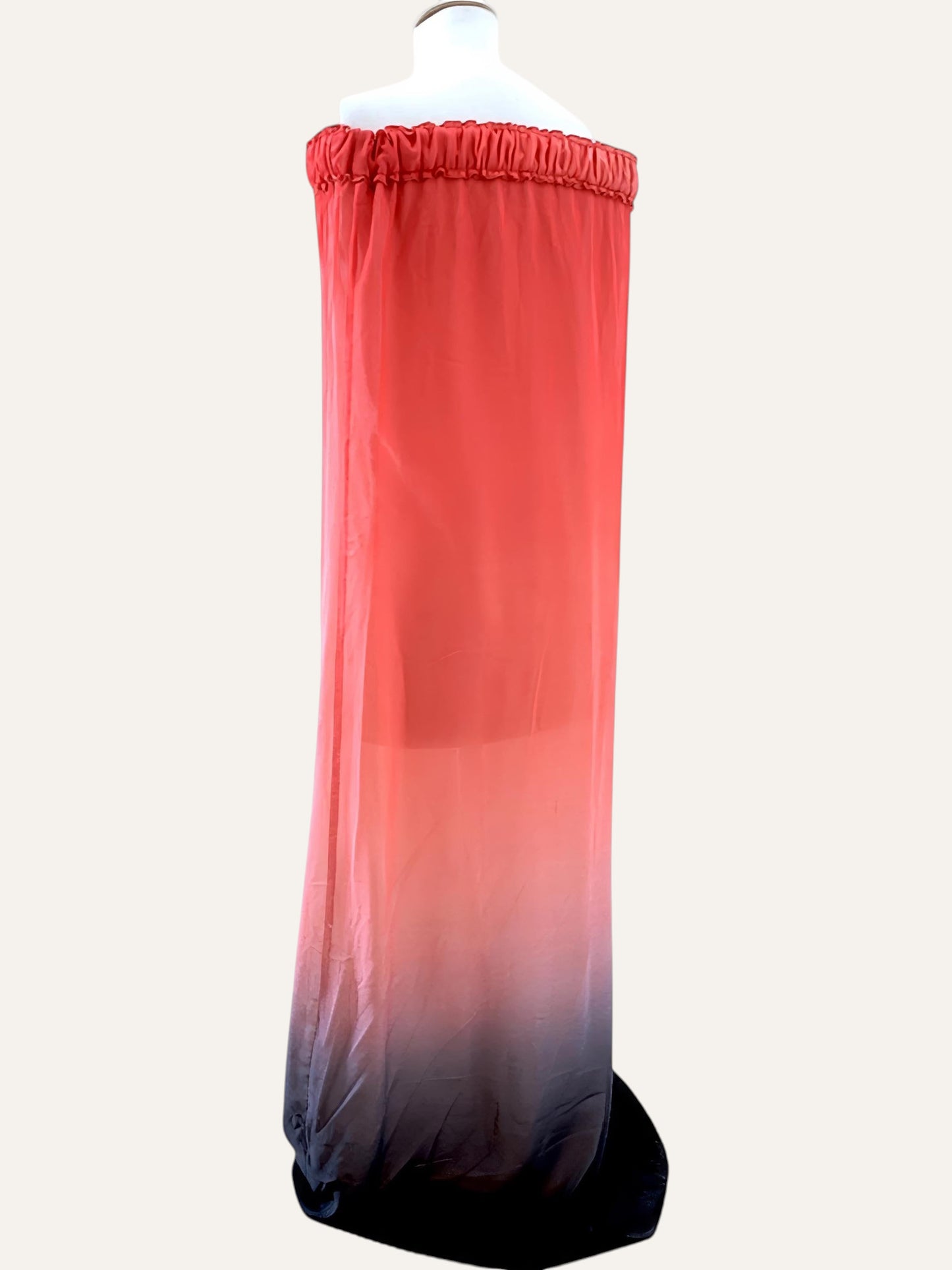 Ombré Sheer Strapless Maxi Dress