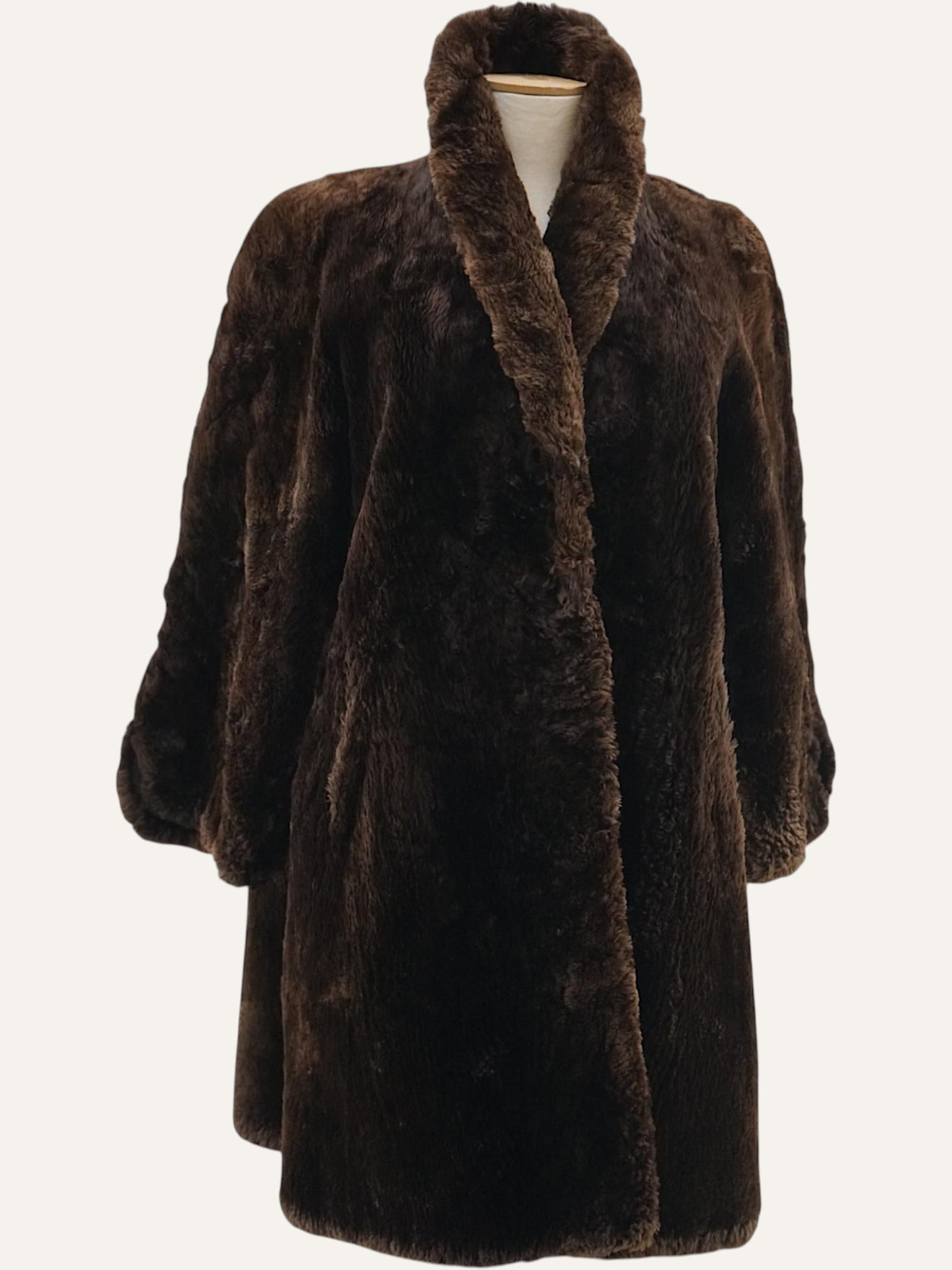 Nino Zollo Sheared Fur Maxi Coat in Dark Chocolate