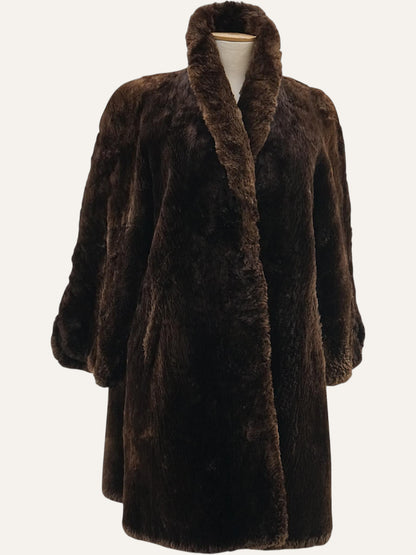 Nino Zollo Sheared Fur Maxi Coat in Dark Chocolate